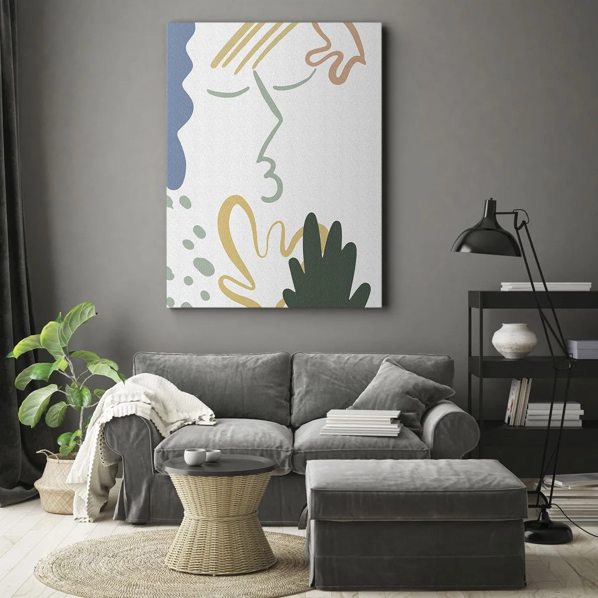 Quadro em tela - Beijo de flores - 55x100 cm