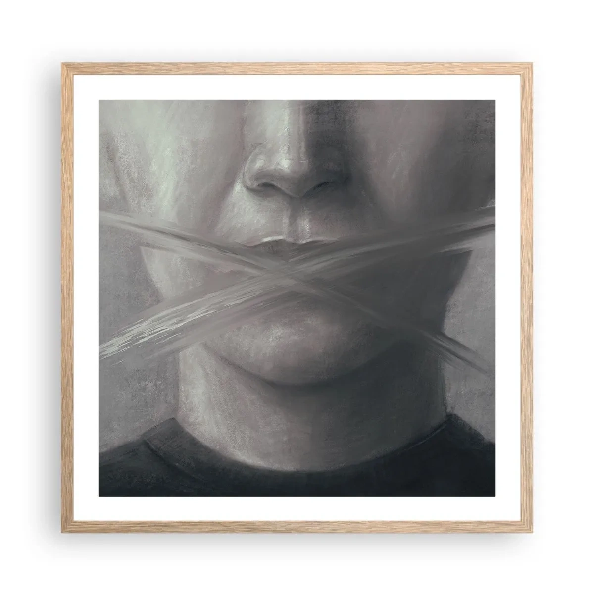 Pôster com moldura de carvalho claro - Nem uma palavra - 60x60 cm