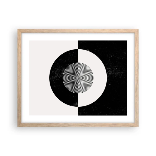 Pôster com moldura de carvalho claro - Harmonia a preto e branco - 50x40 cm