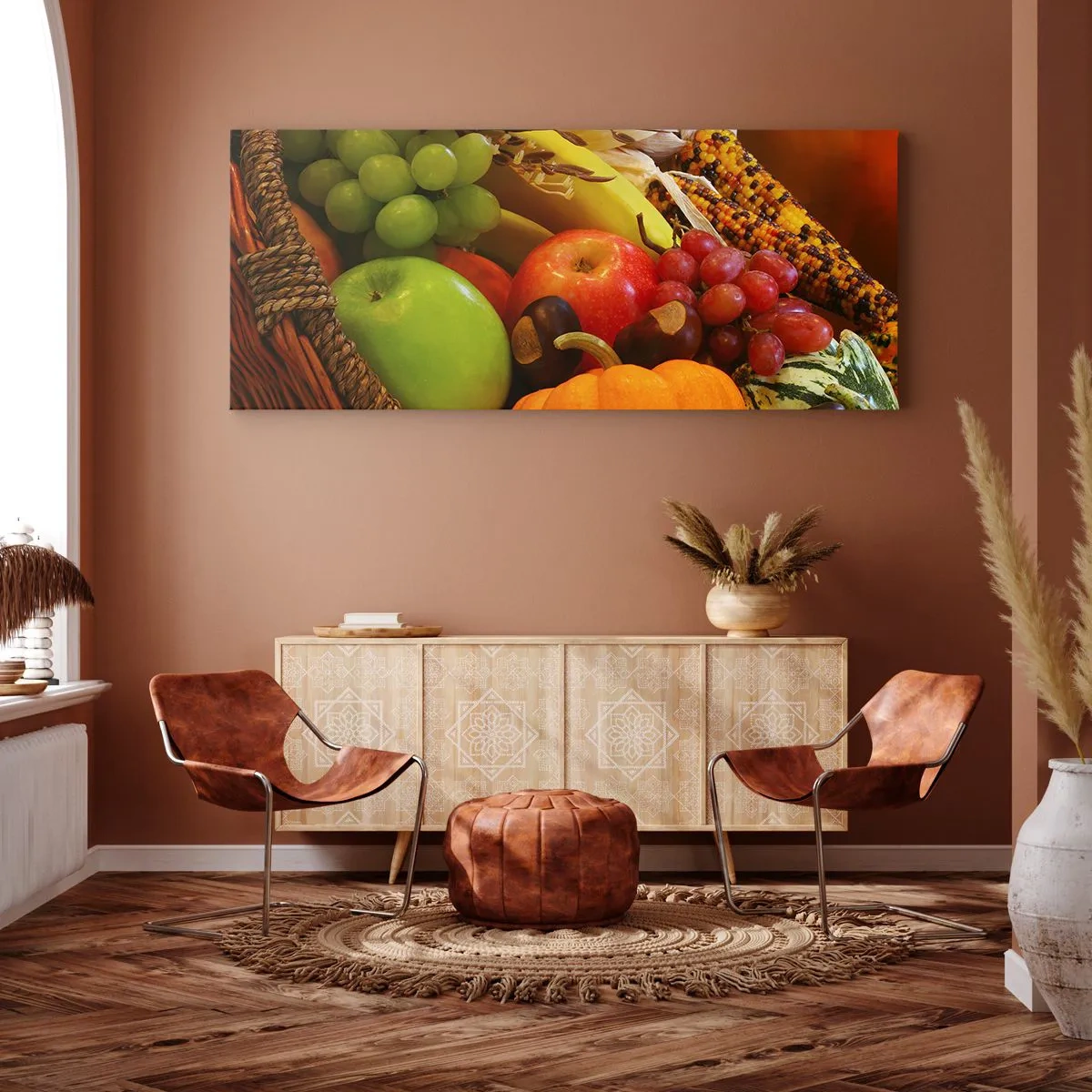 Quadro em tela - O cesto da colheita - 160x50 cm