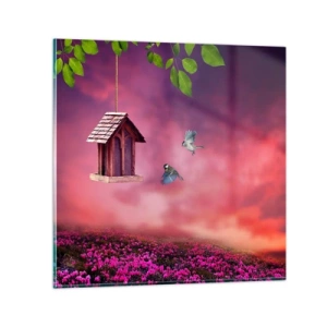 Quadro em vidro - Convite para jantar - 40x40 cm