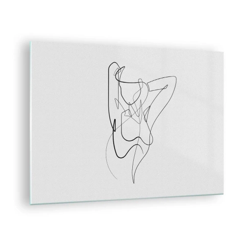 Quadro em vidro - Uma silhueta feminina desenhada com uma única linha sobre um fundo branco - 70x50cm - Que tipo de pessoa é realmente... - Decoração de parede moderna para a sala de estar e quarto ARTTOR
