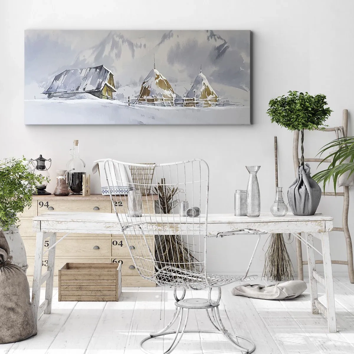 Quadro em tela - No vale nevado - 140x50 cm