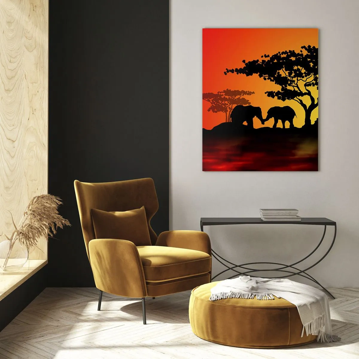 Quadro em vidro - Encontro na savana - 70x100 cm