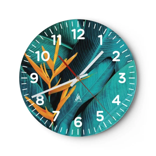 Relógio de parede - Relógio em vidro - Flor do Éden - 30x30 cm