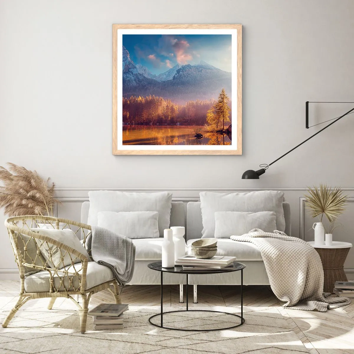 Pôster com moldura de carvalho claro - Nas montanhas e vales - 50x50 cm