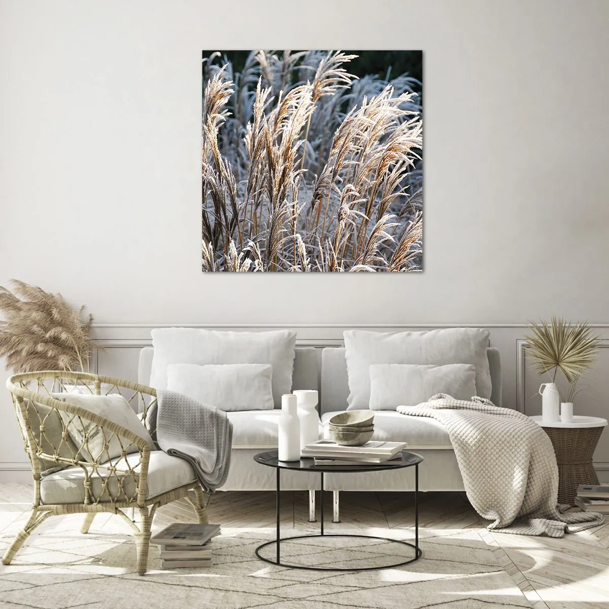 Quadro em vidro - Decorado com a geada - 40x40 cm