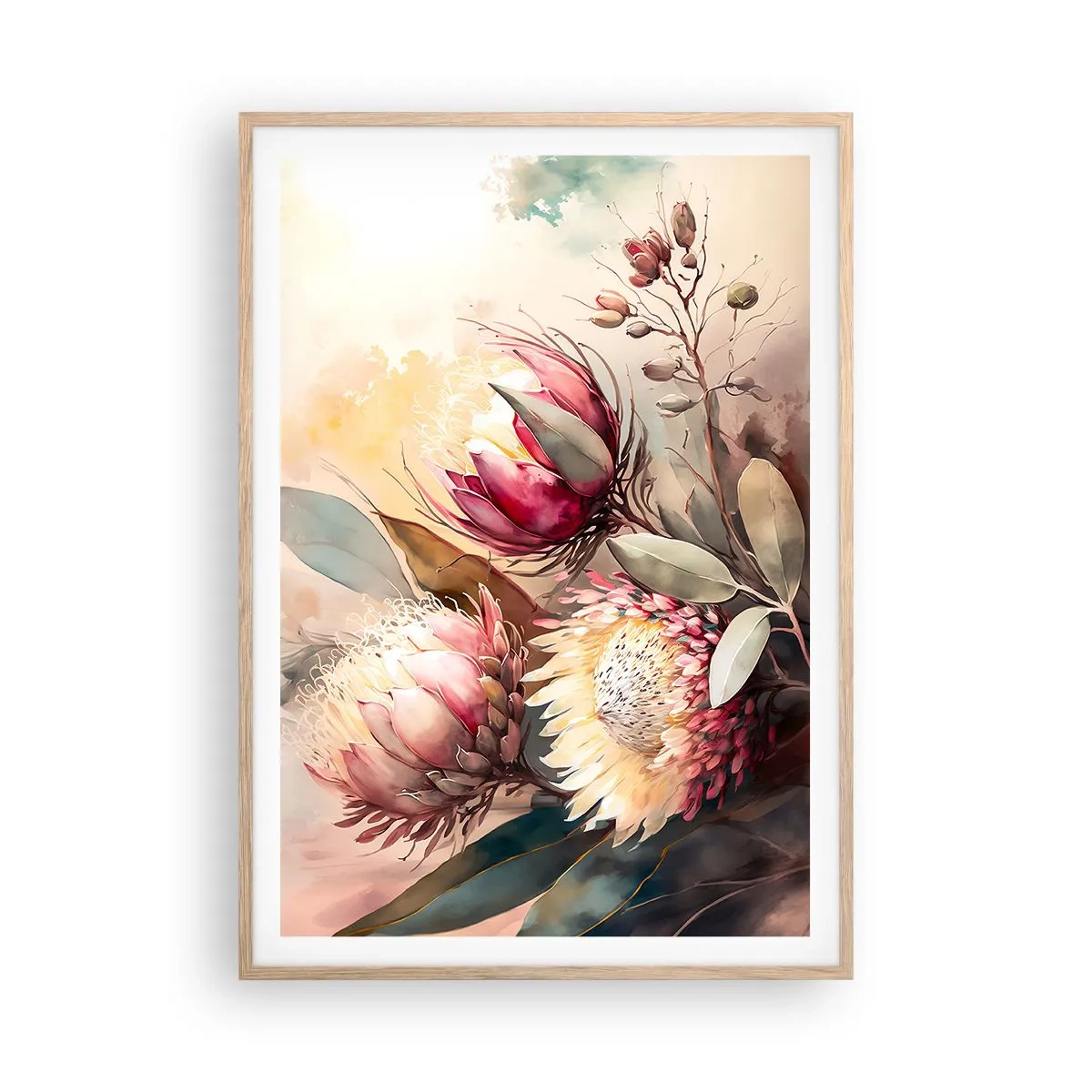 Pôster com moldura de carvalho claro - De perfil e de frente - 70x100 cm