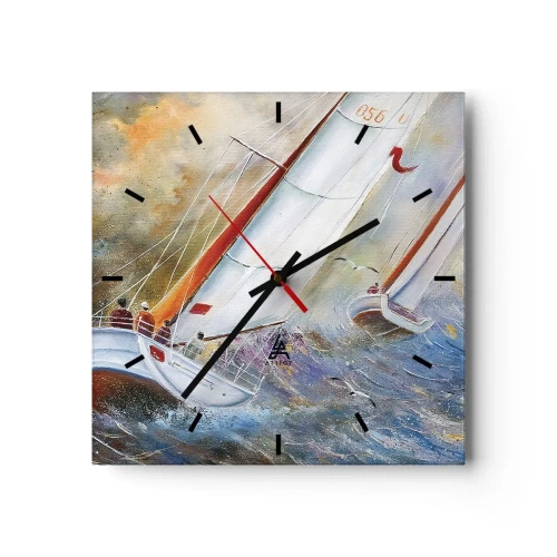 Relógio de parede - Relógio em vidro - Correr sobre as ondas - 30x30 cm