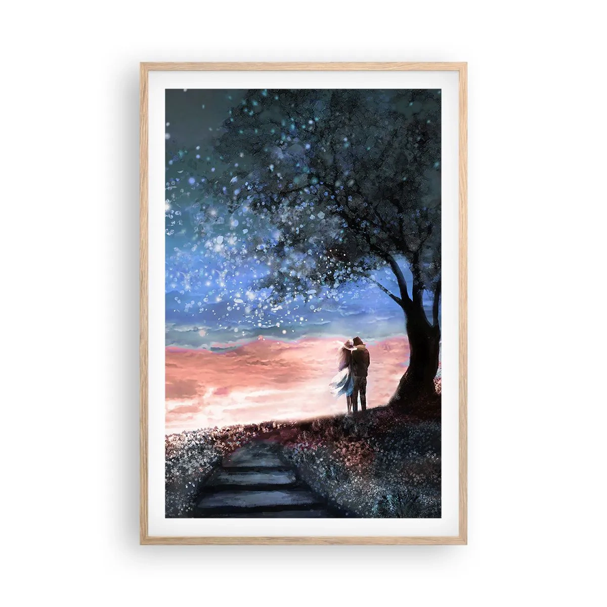 Pôster com moldura de carvalho claro - Espetáculo estrelado - 61x91 cm