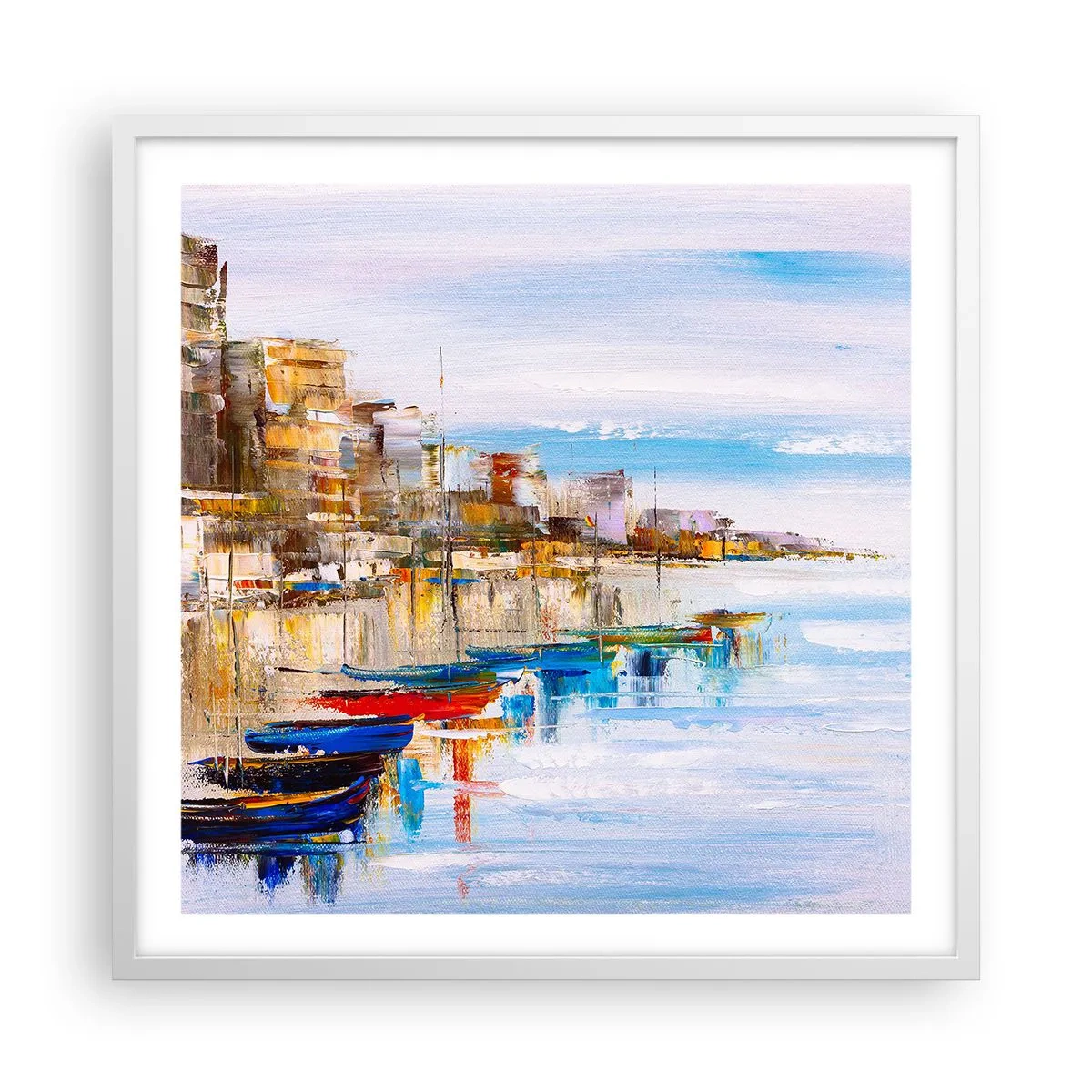 Pôster em moldura branca - Um refúgio urbano multicolorido - 60x60 cm