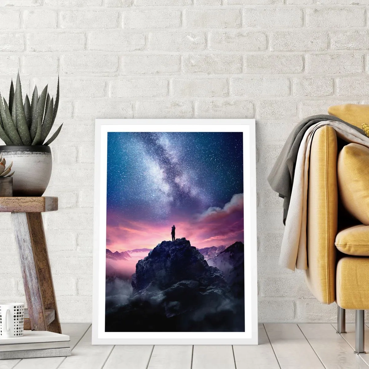 Pôster em moldura branca - E sentiu a vida - 70x100 cm