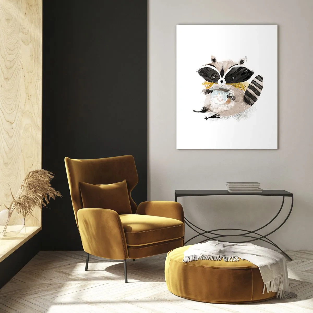 Quadro em vidro - O meu amigo guaxinim - 70x100 cm