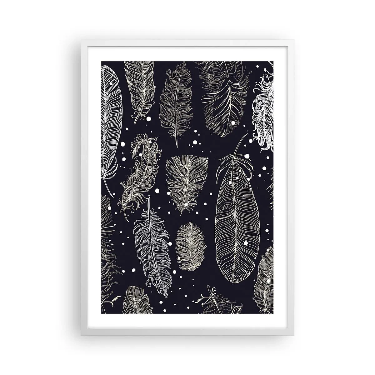 Pôster em moldura branca - Rendas de penas - 50x70 cm