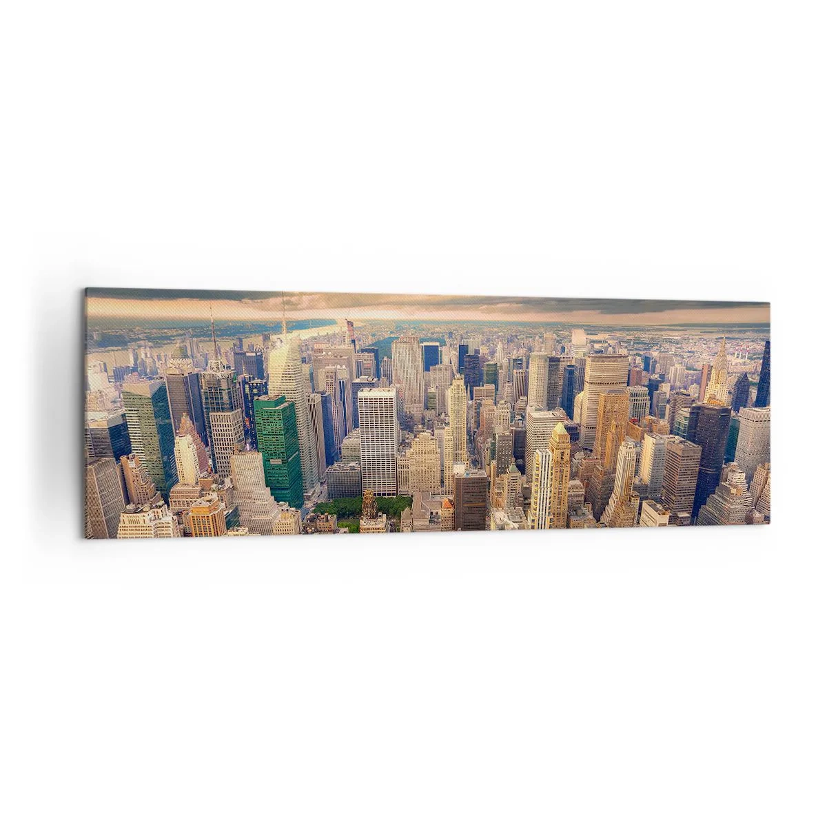 Quadro em tela - Metrópole dourada - 160x50 cm