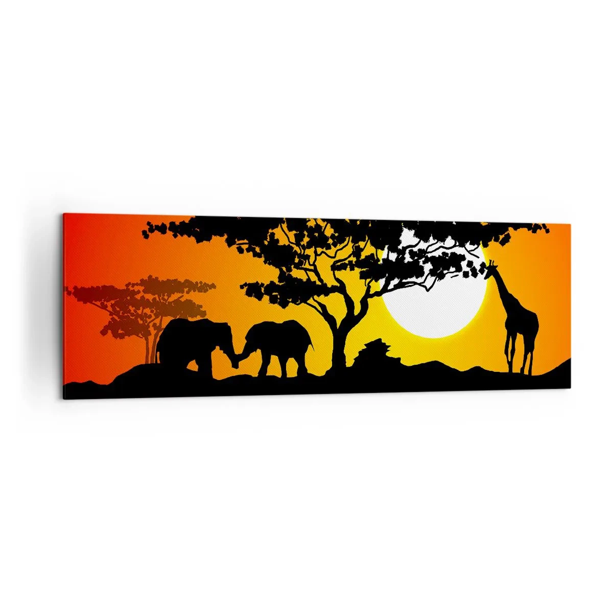 Quadro em tela - Encontro na savana - 160x50 cm
