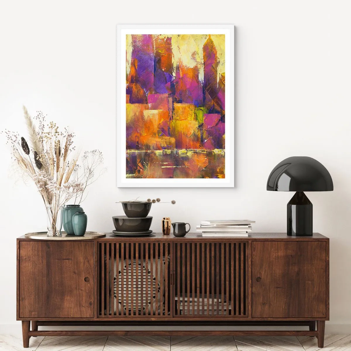 Pôster em moldura branca - Composição metropolitana - 61x91 cm