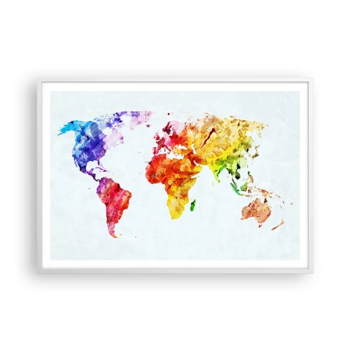 Pôster em moldura branca - Todas as cores do mundo - 100x70 cm