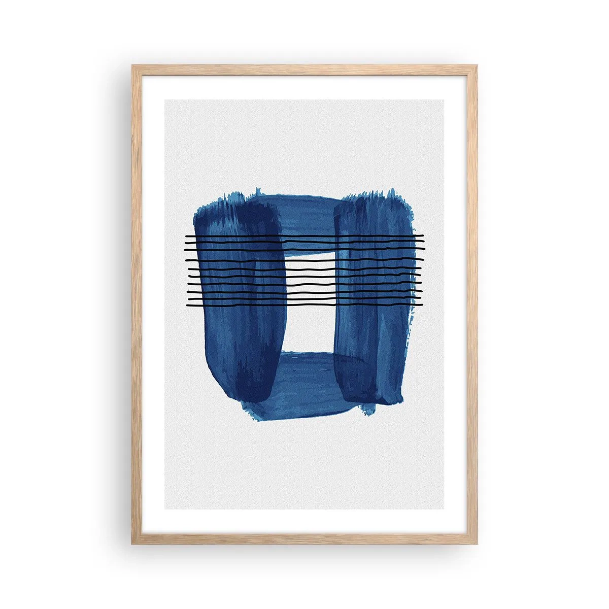 Pôster com moldura de carvalho claro - Composição azul-negra - 50x70 cm
