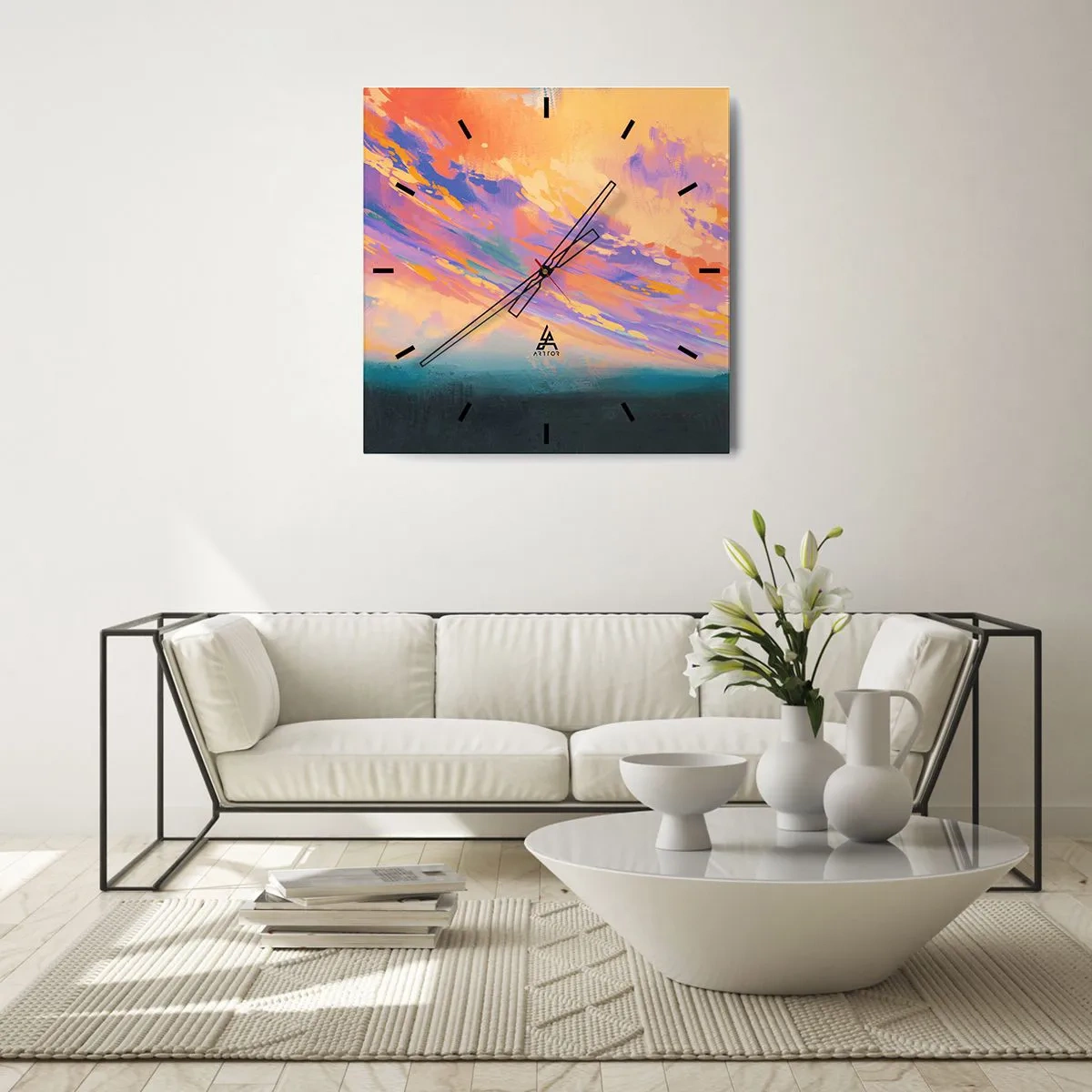 Relógio de parede - Relógio em vidro - A força da atração - 40x40 cm