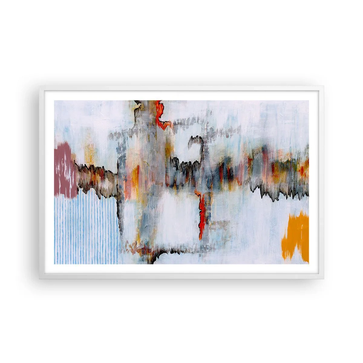 Pôster em moldura branca - Com um palito na água - 91x61 cm