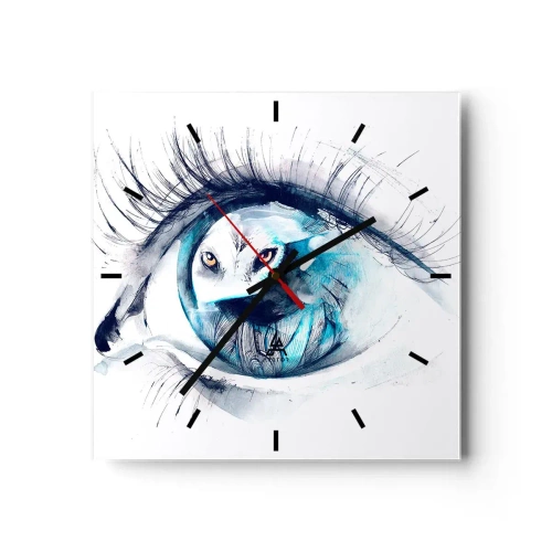 Relógio de parede - Relógio em vidro - Cara a cara com o selvagem - 40x40 cm