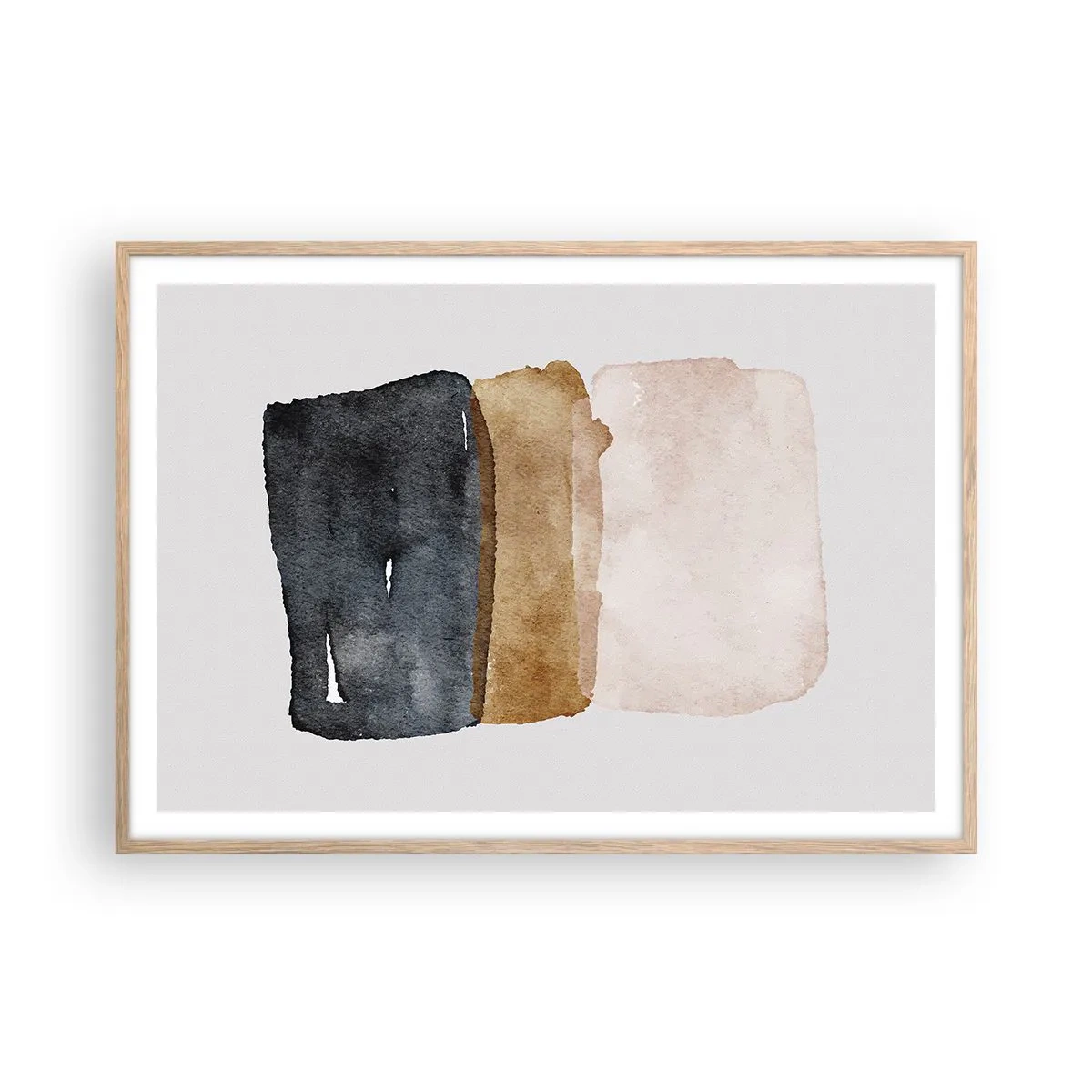 Pôster com moldura de carvalho claro - Composição das cores da terra - 100x70 cm