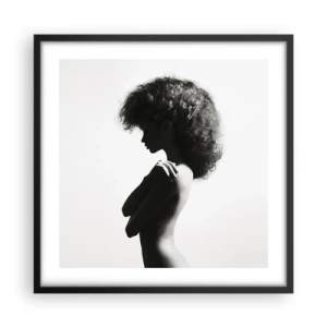 Pôster com moldura preta - Como uma flor em um caule fino - 50x50 cm