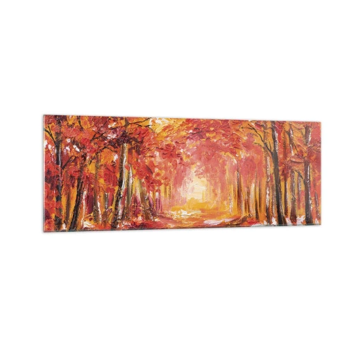 Quadro em vidro - Floresta de cobre - 140x50 cm