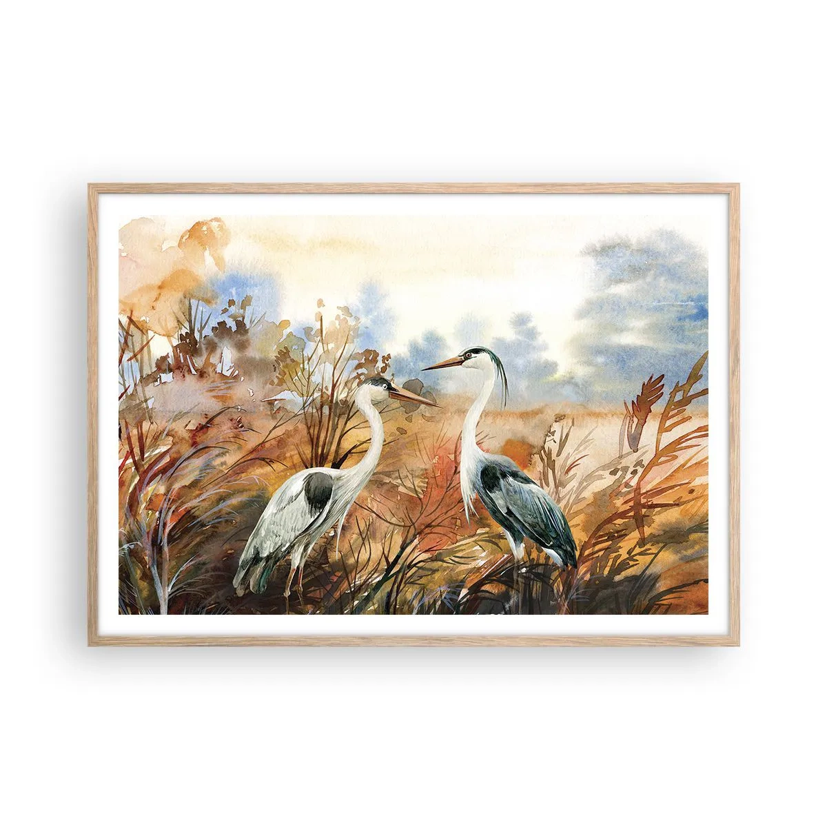 Pôster com moldura de carvalho claro - Para onde ir no outono? - 100x70 cm