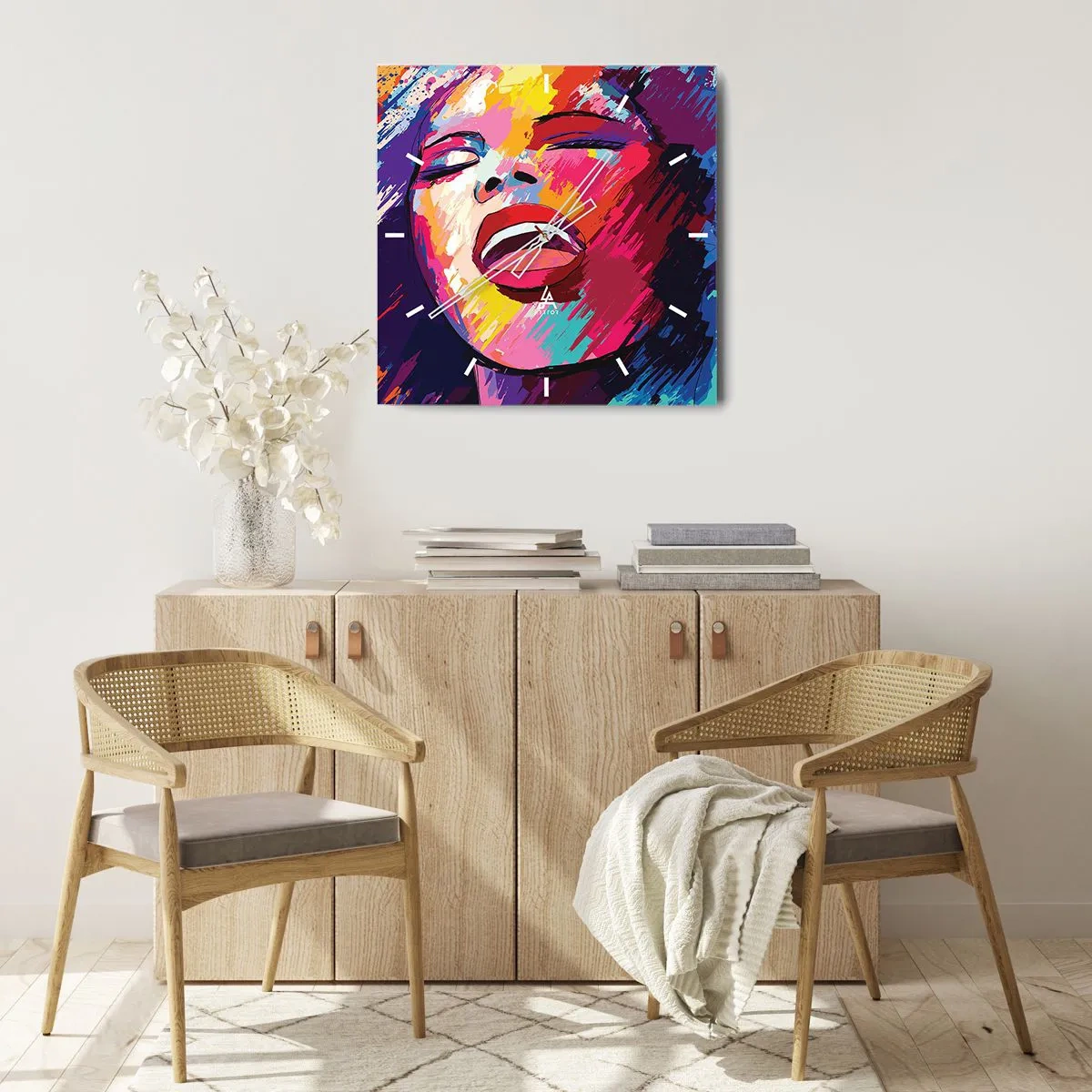 Relógio de parede - Relógio em vidro - Cantar uma vida inteira - 30x30 cm