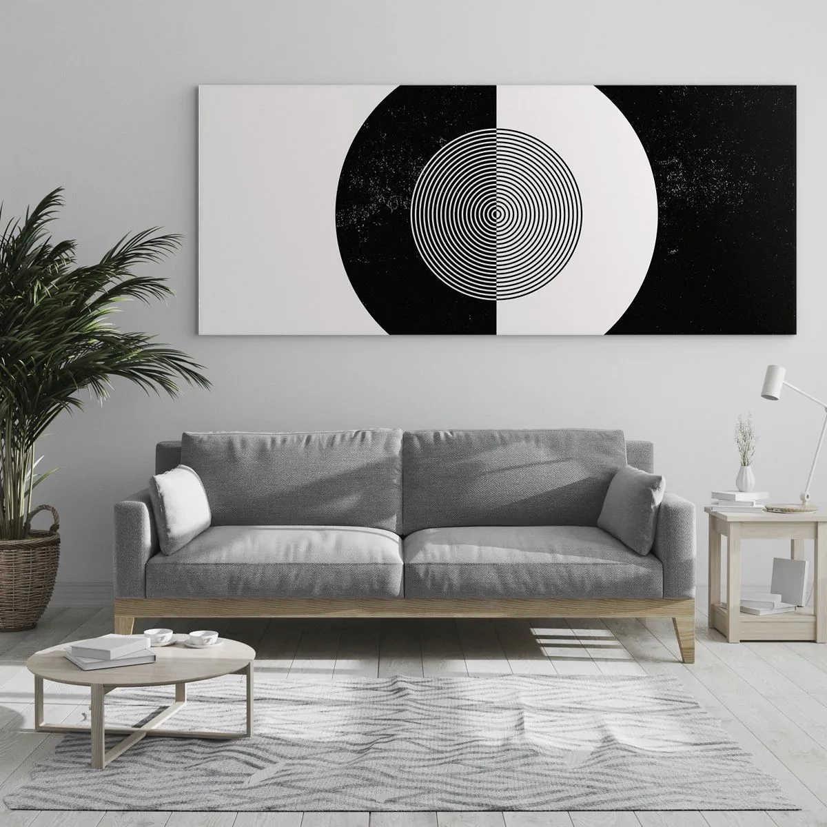 Quadro em vidro - Harmonia a preto e branco - 90x30 cm