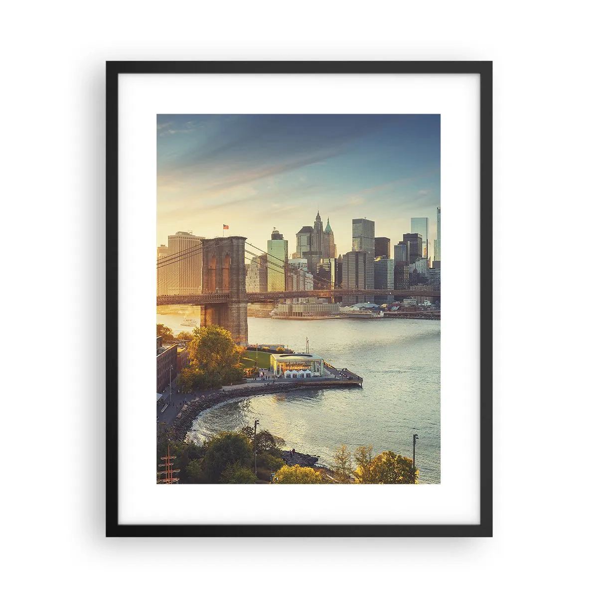 Pôster com moldura preta - O amanhecer da cidade grande - 40x50 cm