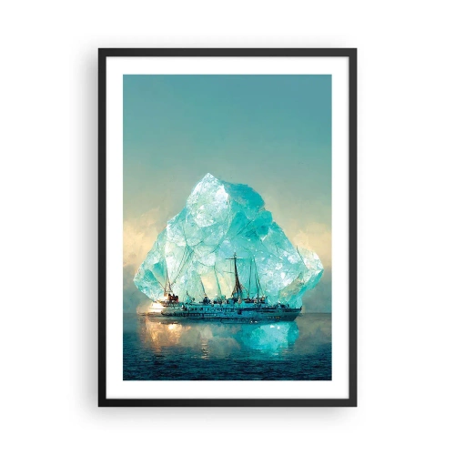 Pôster com moldura preta - Um navio perto de um iceberg gigante - 50x70cm - Diamante Ártico - Decoração de parede moderna para a sala de estar e quarto ARTTOR