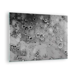 Quadro em vidro - Um padrão abstrato que lembra a superfície da lua em tons de cinza. - 70x50cm - Como uma paisagem lunar - Decoração de parede moderna para a sala de estar e quarto ARTTOR