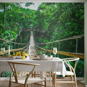 Papel de Parede Premium Canvas - Ponte de macacos sobre a vegetação - Paisagem, Selva, Filipinas - 150x105 cm