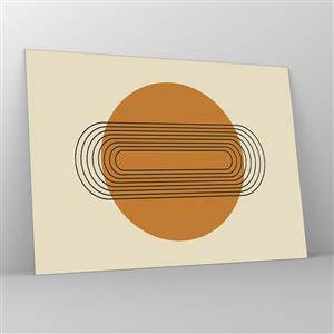 Quadro em vidro - Abstração geométrica com círculos e linhas - 70x50cm - O plano perfeito - Decoração de parede moderna para a sala de estar e quarto ARTTOR