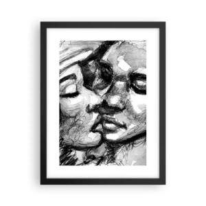 Pôster com moldura preta - Um momento de ternura - 30x40 cm
