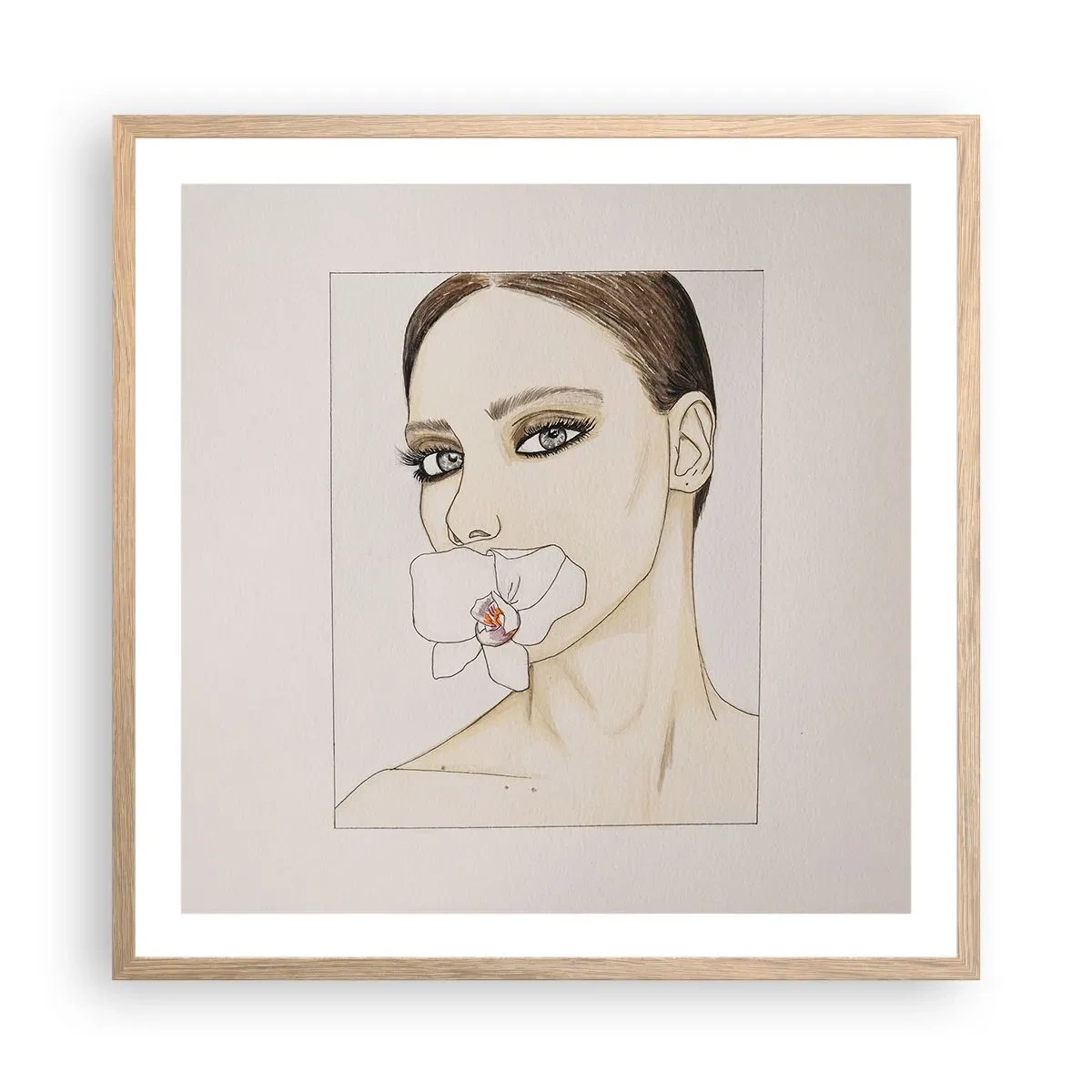 Pôster com moldura de carvalho claro - Símbolo de elegância e beleza - 60x60 cm