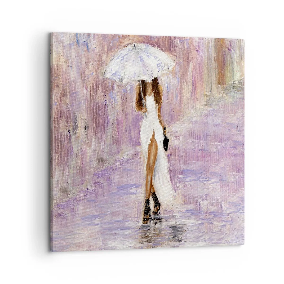 Quadro em tela - Na chuva lilás - 50x50 cm