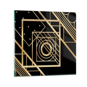 Quadro em vidro - Geometria dourada - 50x50 cm