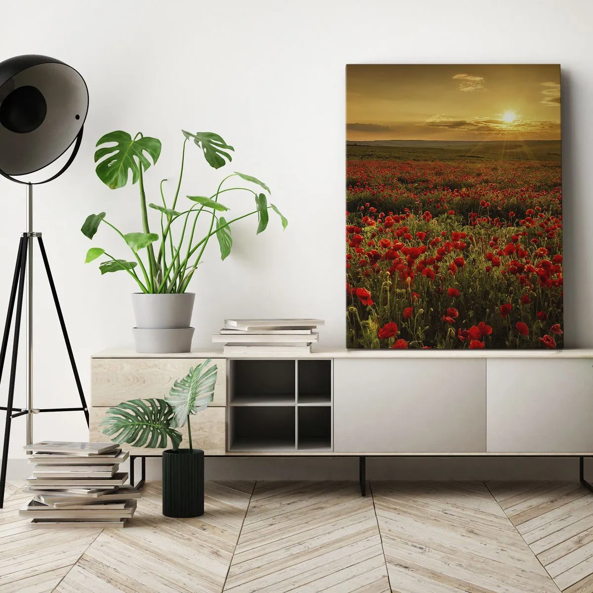 Quadro em tela - Entre o farfalhar da onda de prados, entre o dilúvio das flores - 55x100 cm