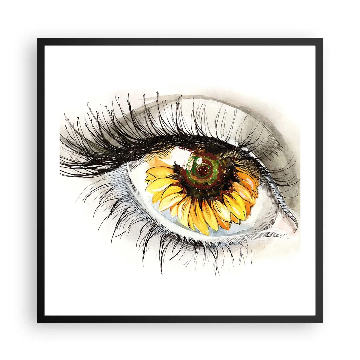 Pôster com moldura preta - Um olhar tão quente como o verão - 60x60 cm