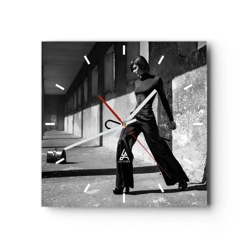 Relógio de parede - Relógio em vidro - Elegância urbana - 40x40 cm