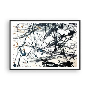 Pôster com moldura preta - Abstração expressionista - 100x70 cm