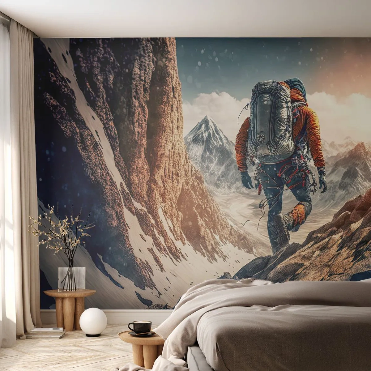 Papel de Parede Premium Sand - Guerreiro solitário - Alpes, Escalando, Montanhas - 100x70 cm