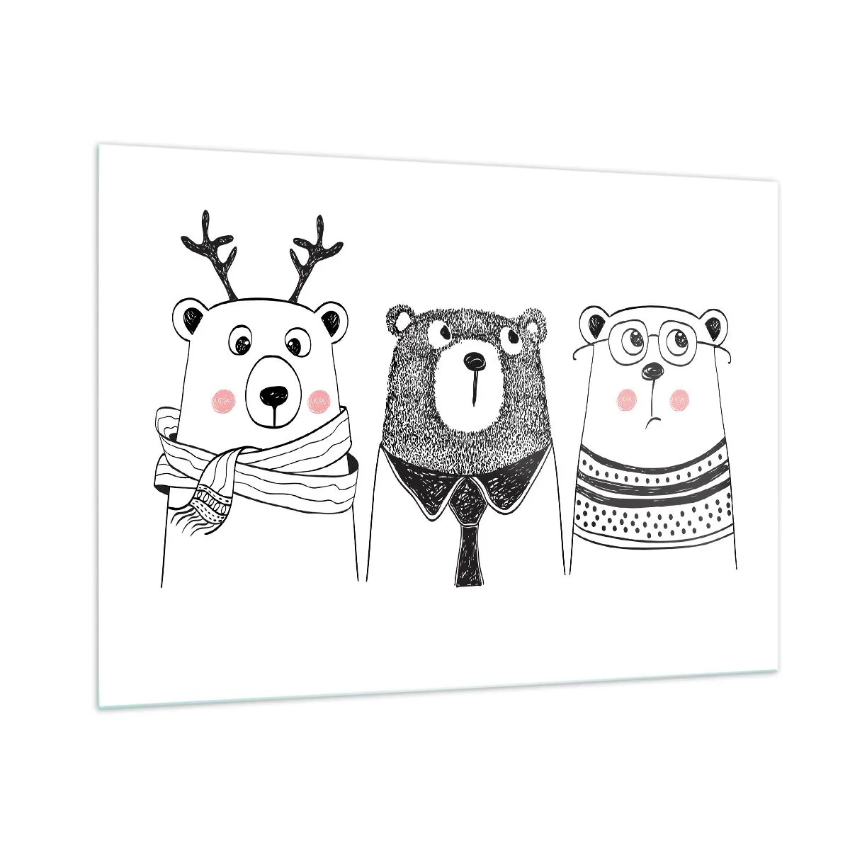 Quadro em vidro - Urso, ursinho e ursão - 100x70 cm