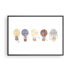 Pôster com moldura preta - Amigos em movimento - 100x70 cm