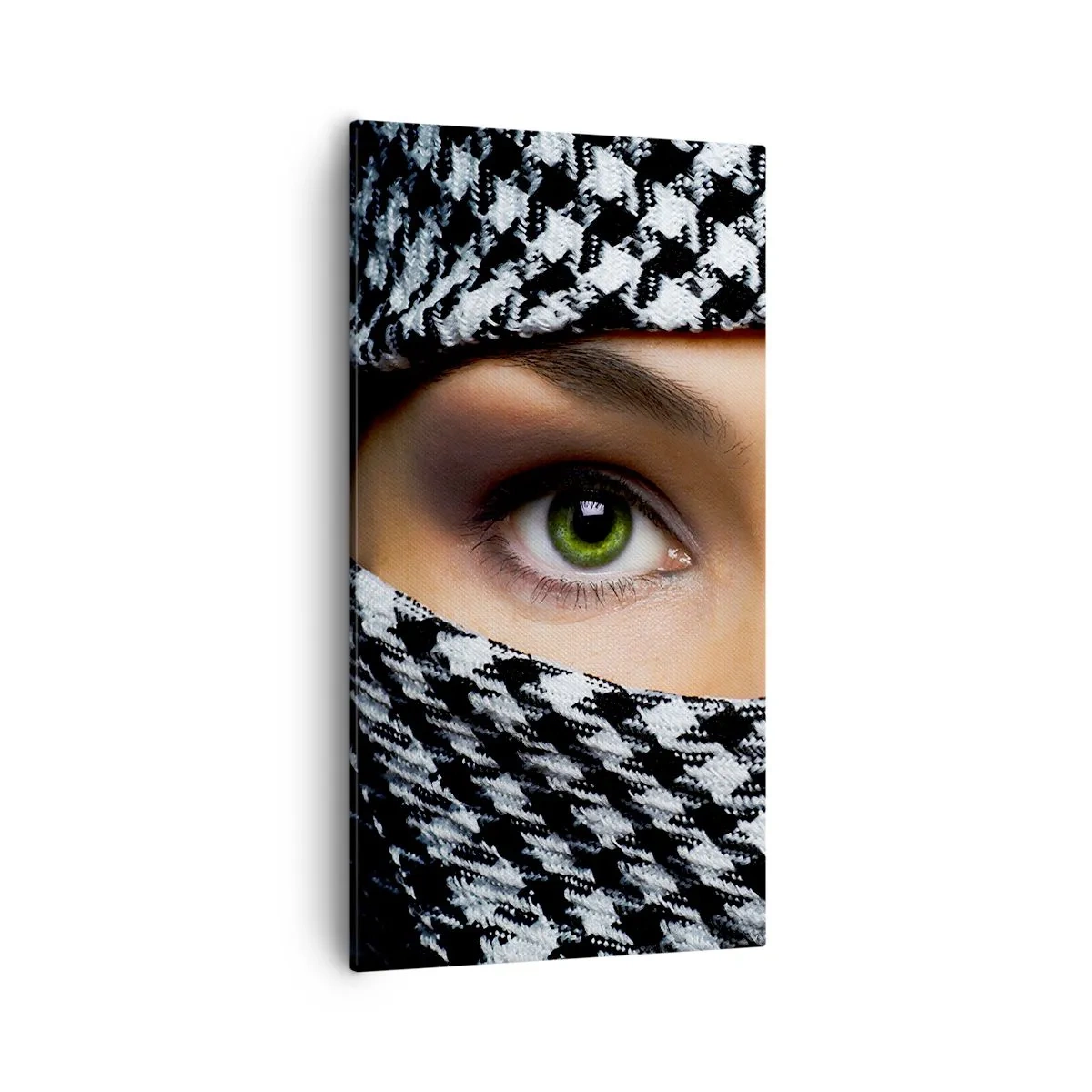 Quadro em tela - Retrato de uma beleza velada de olhos verdes - 55x100 cm
