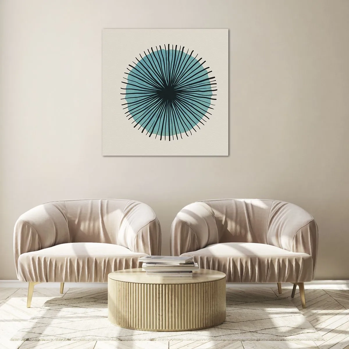 Quadro em vidro - Radiante sobre o azul - 50x50 cm